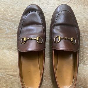 Brown Gucci Jordan loafers